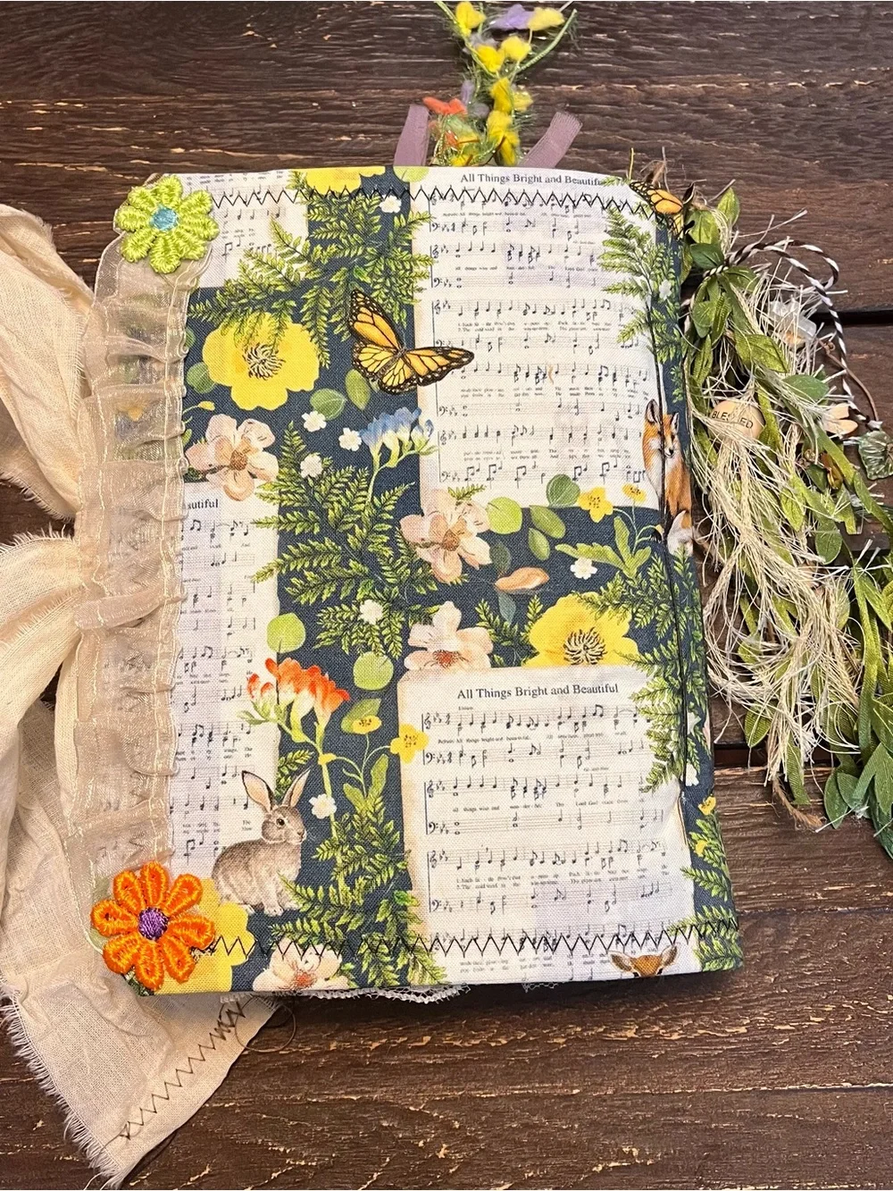 Junk Journal Nature Music Hymns Christian Faith Based Softcover Decorated 3 Sig